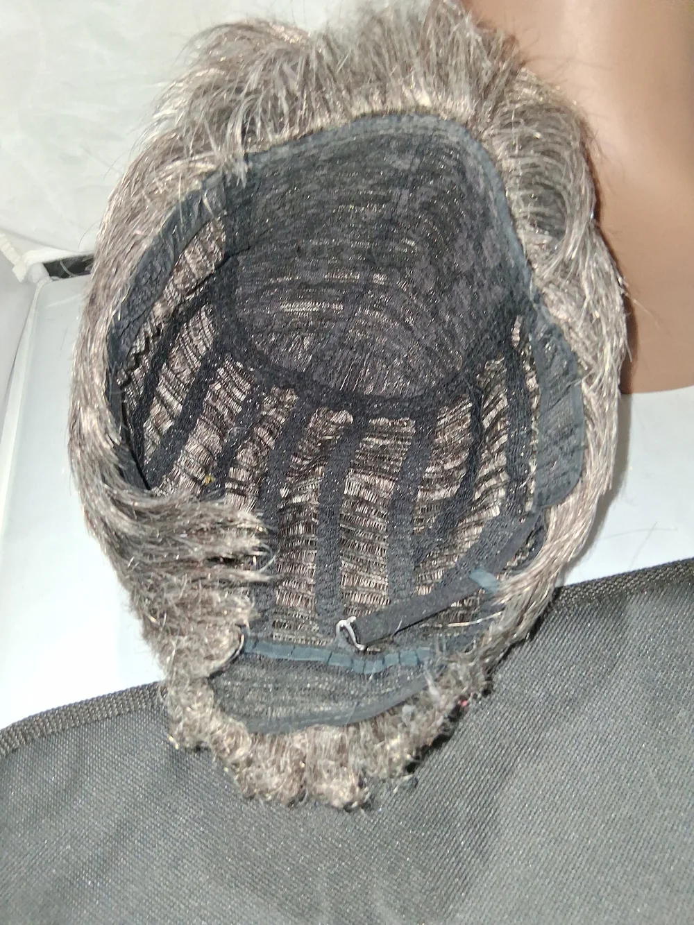 Source Unknown Short Layered Wig in Silver Blonde and Dark Gray